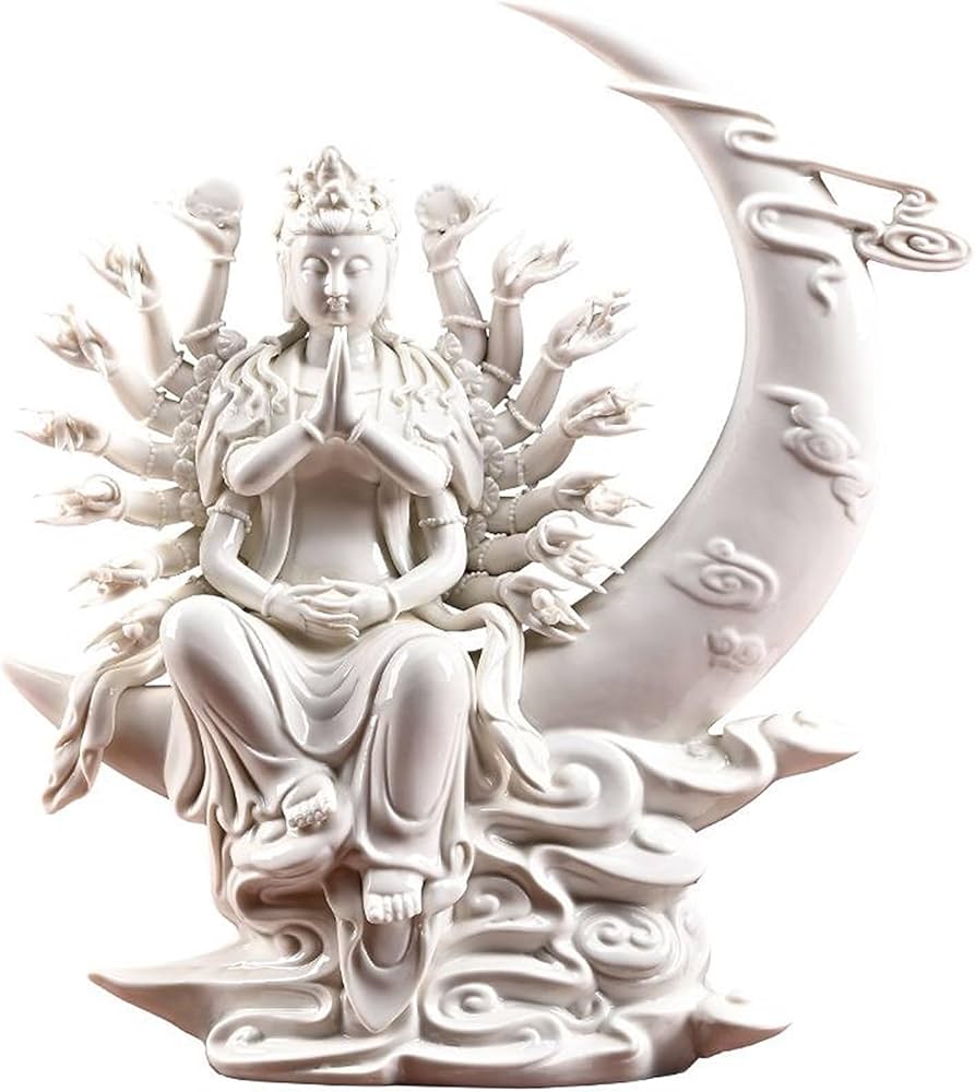 Amazon｜観音様置物 白磁42cm水月千手観音像 仏壇用ホーム