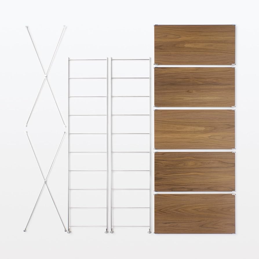 Amazon｜無印良品 ステンレスユニットシェルフ ウォールナット材棚