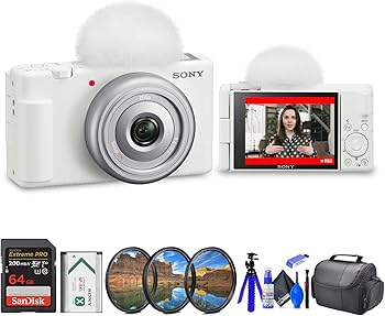 Amazon.com : Sony ZV-1F Vlogging Camera (White) (ZV1F/W) + Filter