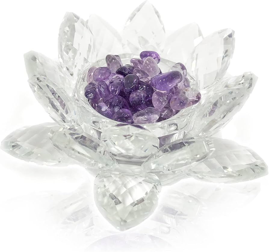 Amazon.co.jp: サンキャッチャー 蓮の花 クリスタル 置き物 水晶