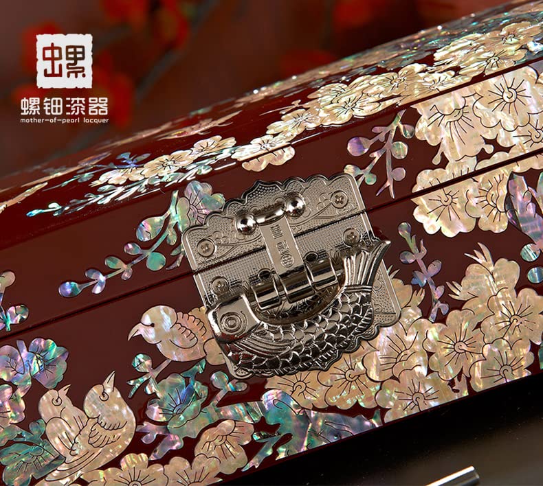 Amazon｜螺鈿漆器 螺鈿細工 ジュエリーボックス 二層宝石箱 花間の