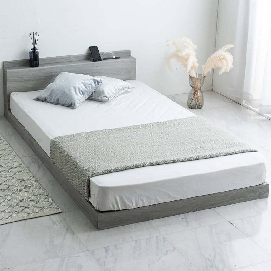 Amazon｜タンスのゲン シングル ローベッド スマホスタンド 宮棚付き