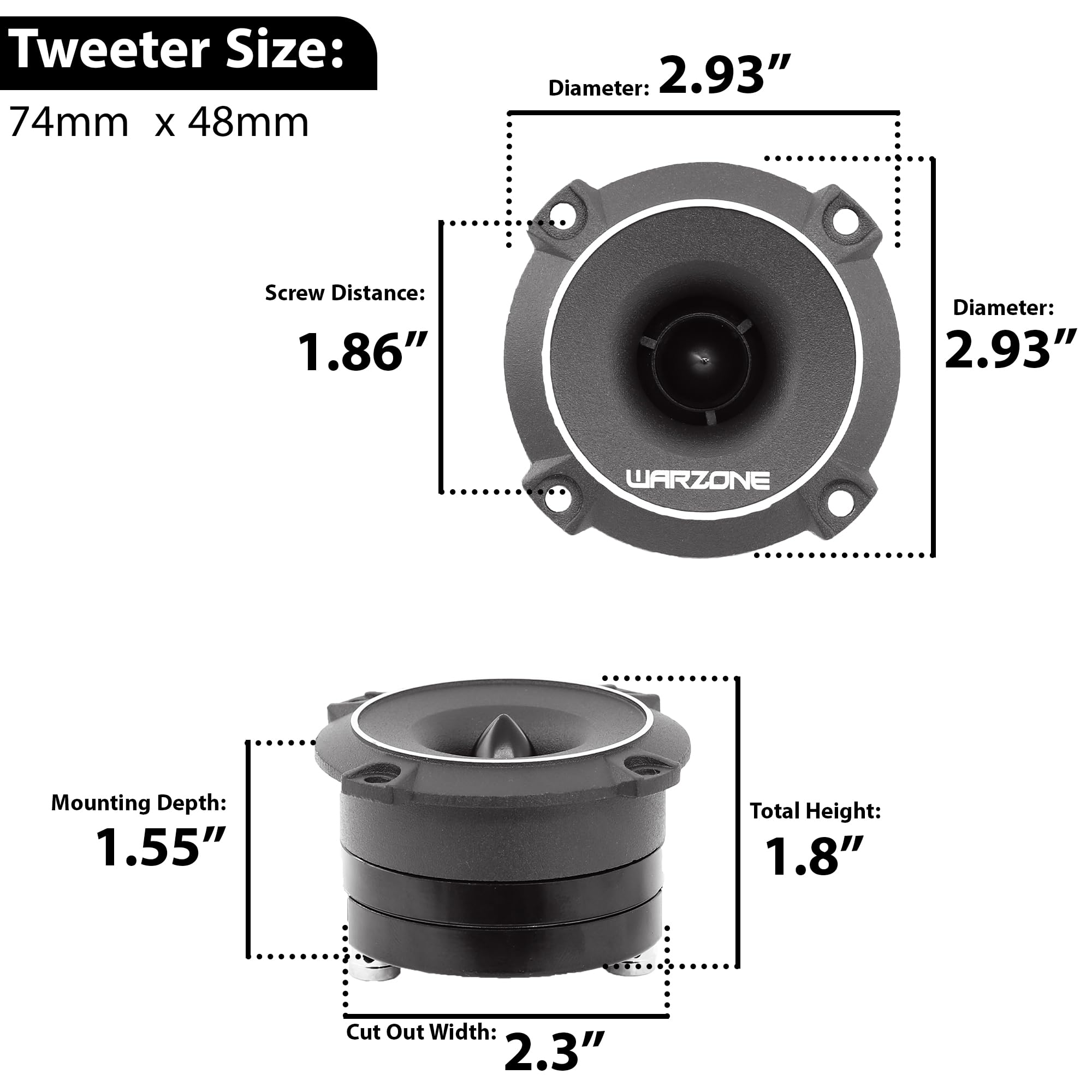 Amazon.com: Warzone WZ25TW 2.93-Inch Super Tweeter Speaker, 4 Ohm