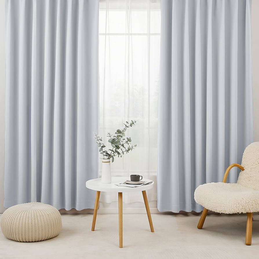 Amazon｜Hansleep カーテン 1級遮光 4枚組 セット アイスグレー 幅