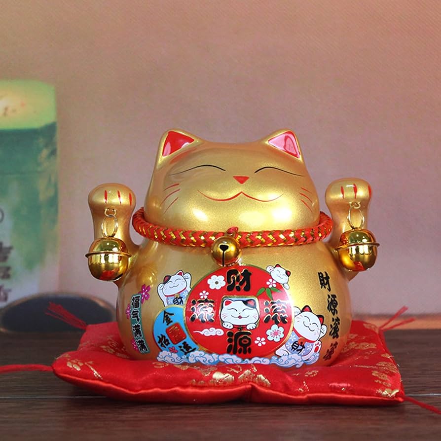 Amazon.co.jp: 招き猫 置物 開運 貯金箱 手を振る招き猫 招福 金運祈願