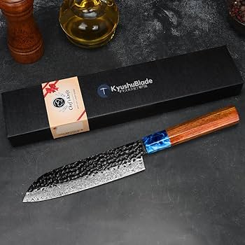 Amazon | KyushuBlade 包丁 三徳包丁 ダマスカス包丁 刃渡り180mm