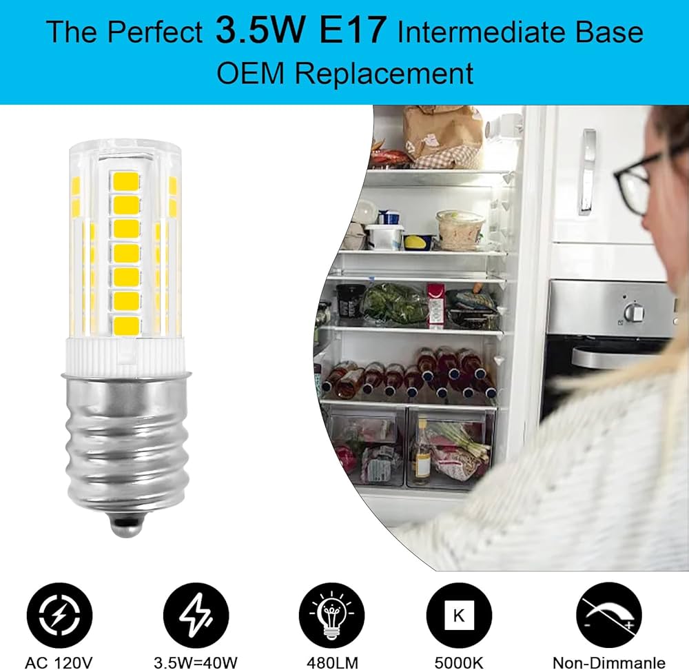 TZLONMFG Kei D28x Kel 2816x Fridge Light Bulb E17 Intermediate LED