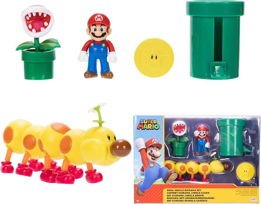 Nintendo Super Mario Soda Jungle Diorama Includes 3 Figures and 2