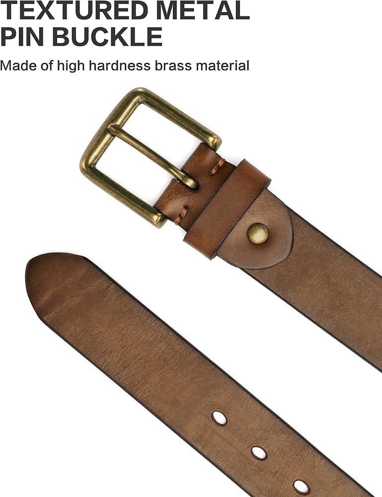 wolksprong Thicken Full Grain Leather Mens Belt Heavy Duty Work