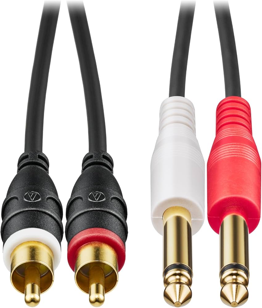 Amazon | オーディオテクニカ ステレオケーブル (RCAピン×2 - φ6.3mm