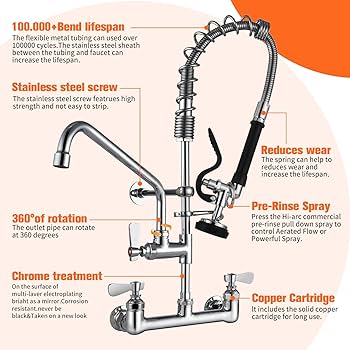 Amazon.co.jp: APLWY 高さ25インチ 商業用蛇口 壁マウント スプレー