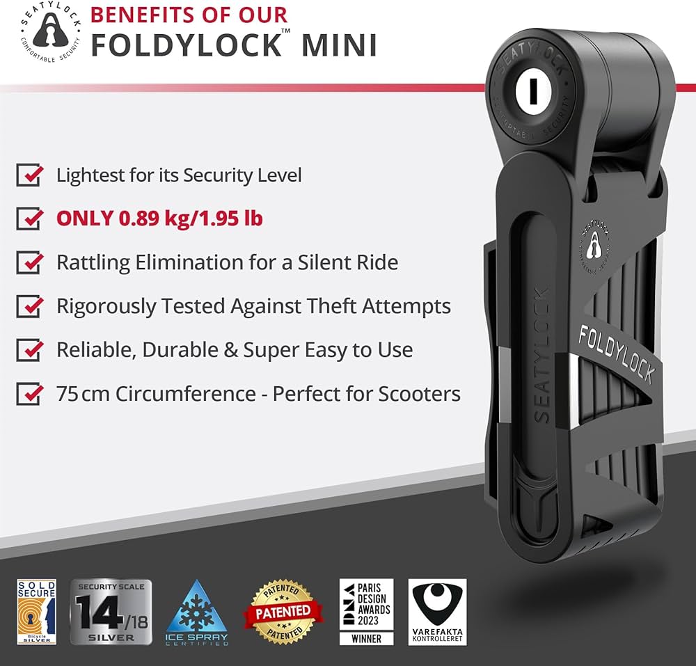 Amazon.com: Seatylock FoldyLock Mini Folding Bike Lock - Patented