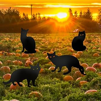 Amazon.co.jp: 黒猫 庭 サイン 4個 ハロウィンデコレーション