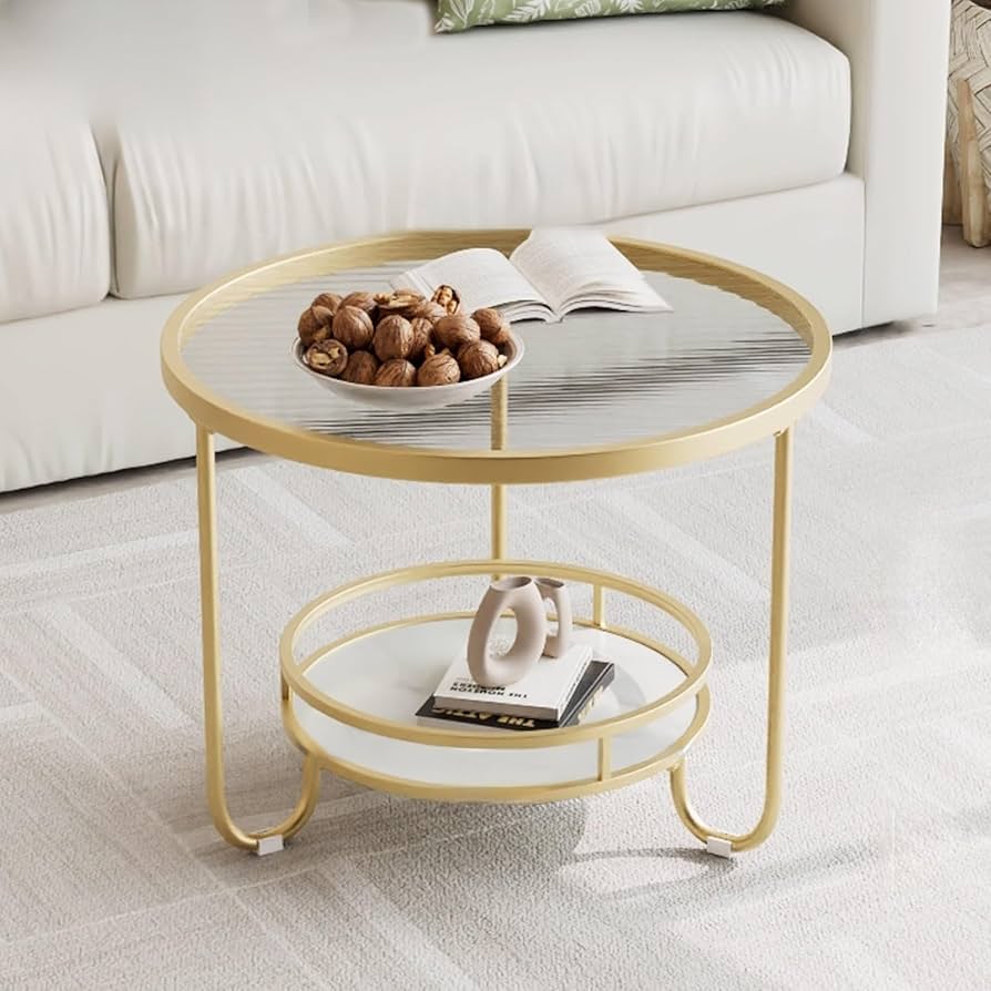 Amazon.co.jp: MDDKOP ローテーブル コーヒーテーブル 2段サークル