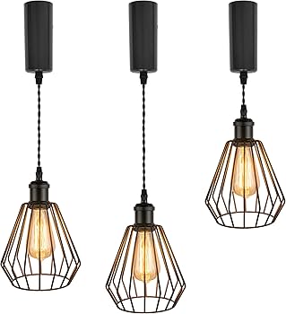 Amazon.co.jp : SKIVTGLAMP 3灯 ペンダントライト黒いコード 全体の長