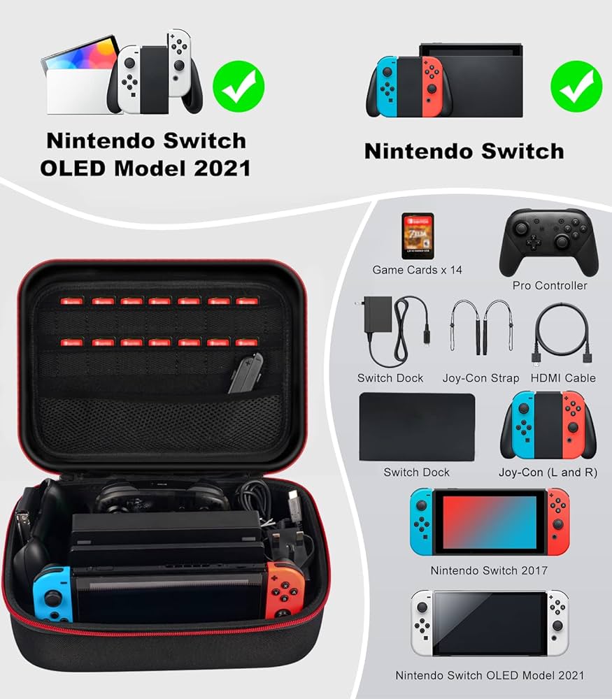 Glamgen Carrying Case for Nintendo Switch/OLED,Large Protective