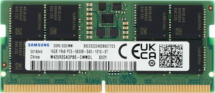 Samsung 16GB DDR5 5600MHz PC5-44800 CL46 SODIMM 1Rx8 Single Rank
