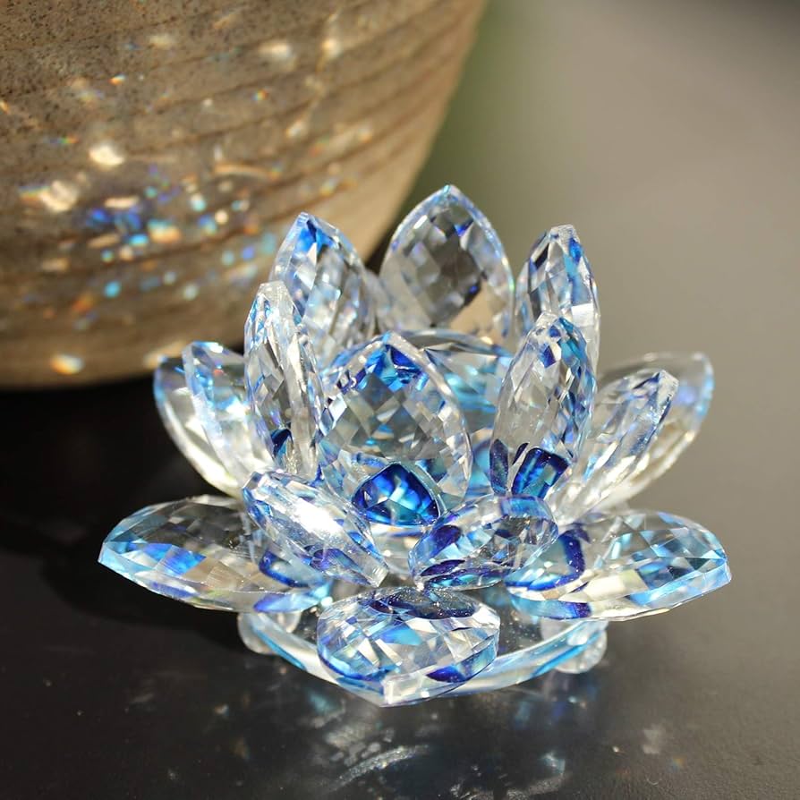 Amazon.co.jp: 開運クリスタルガラス 蓮の花 書道 文鎮 サン