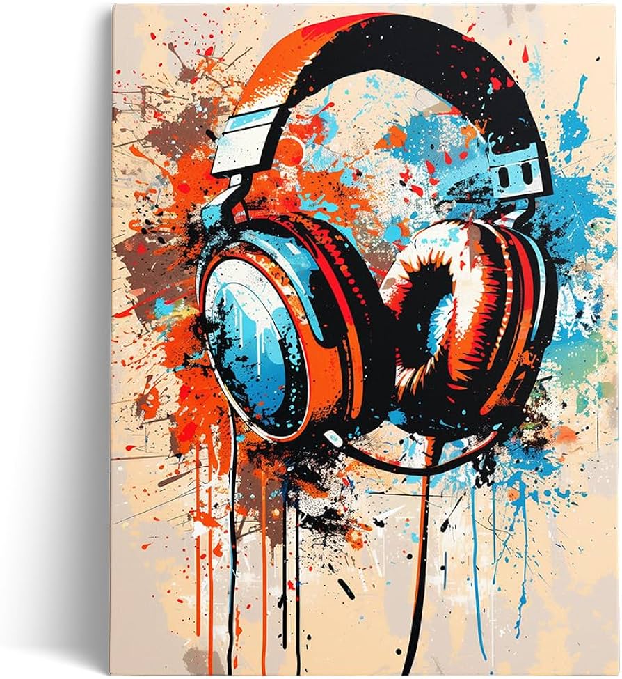 Amazon.com: Ypxzzj Graffiti Headphone Canvas Wall Art Poster