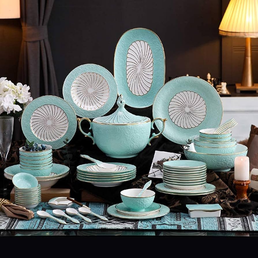 Amazon.co.jp: ディナーセットクラシック陶器食器、セラミックディナー