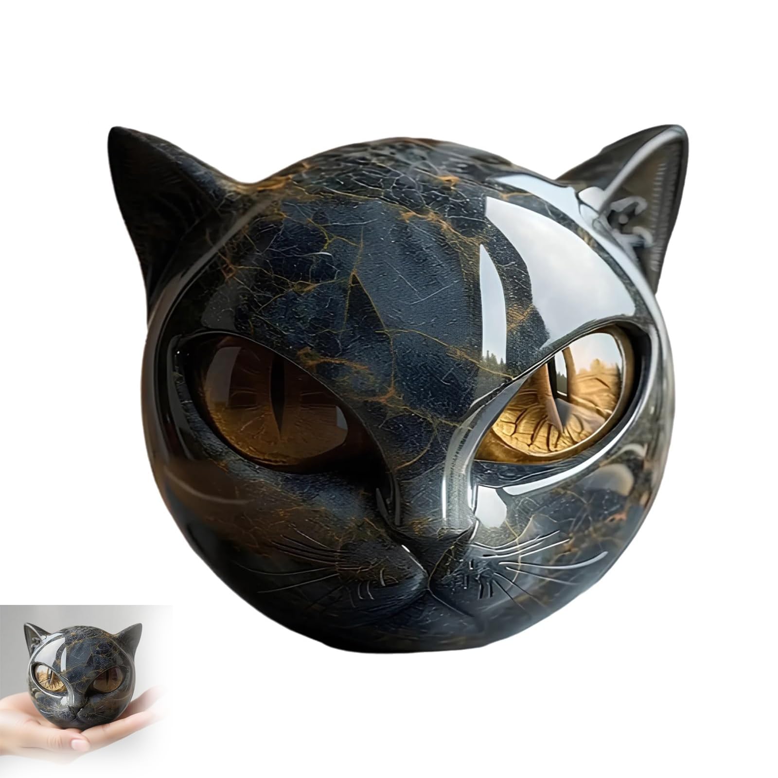 Amazon.co.jp: 高級黒猫石彫刻 小さな猫の置物ホームデコレーション