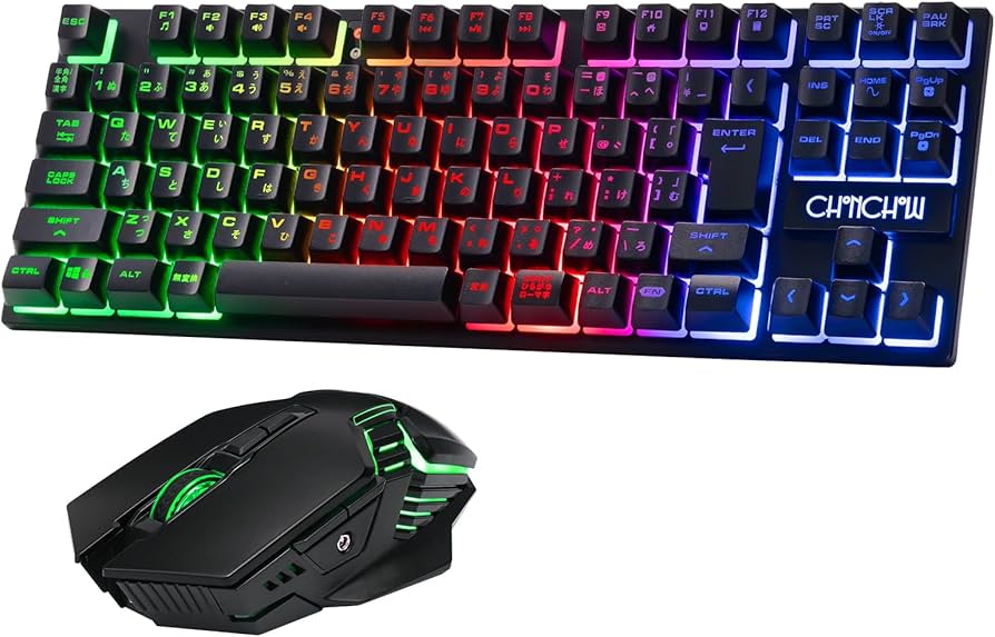 Amazon | CHONCHOW ワイヤレスゲーミングキーボードマウスセット 90
