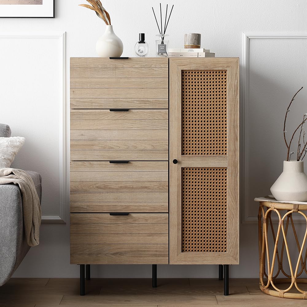 Amazon.co.jp: RASIK チェスト キャビネット 収納棚 幅72cm ナチュラル