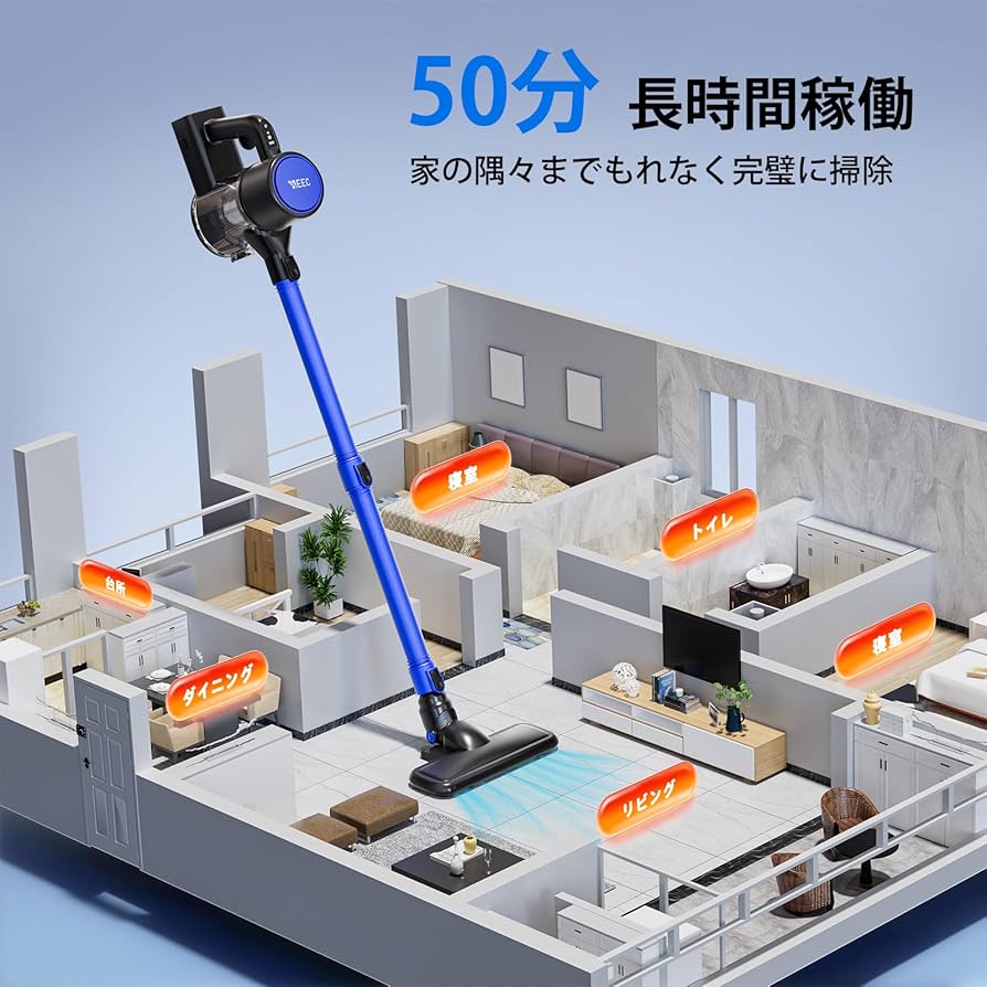 Amazon | 掃除機 コードレス【2025業界初！衝撃の45000pa超強力吸引