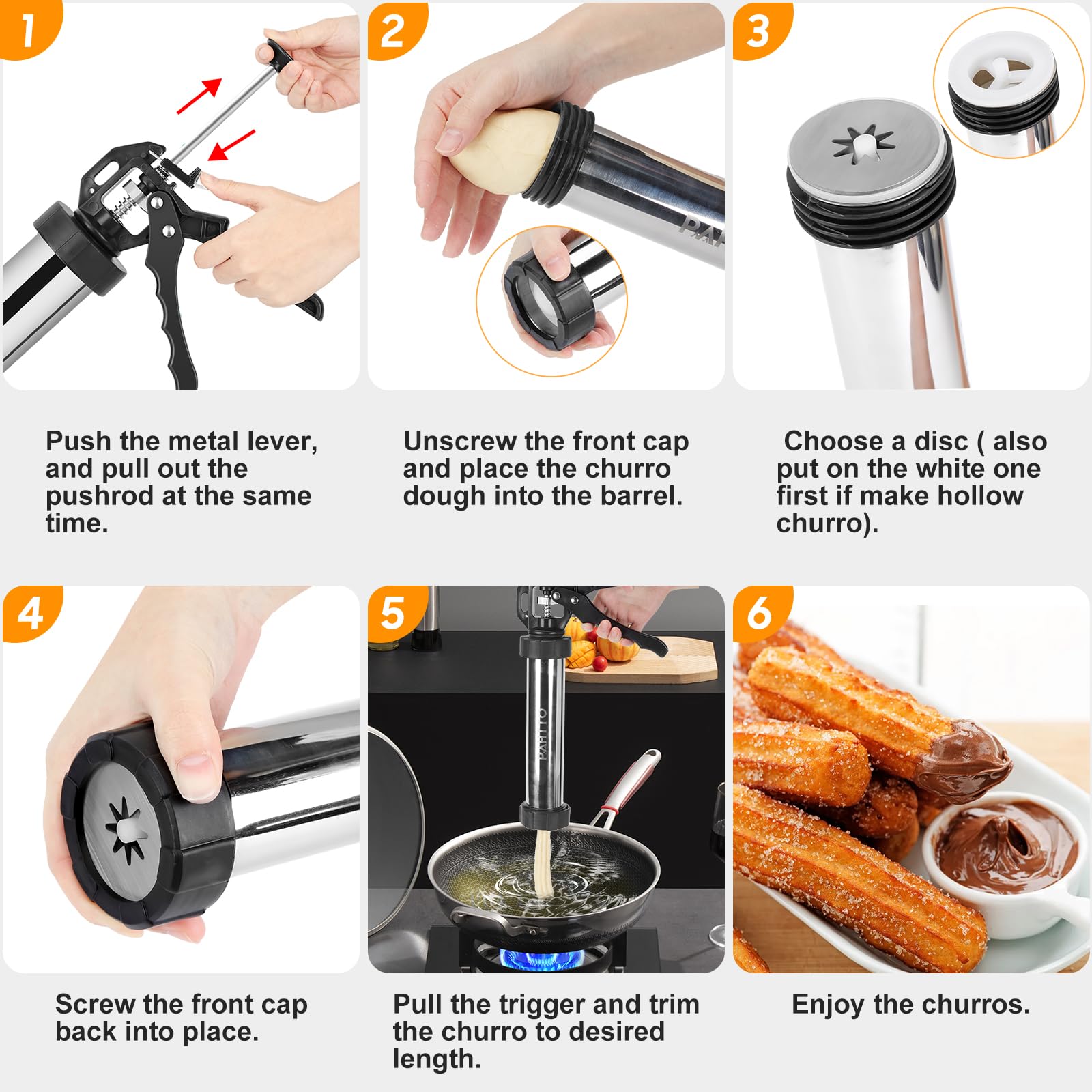 Amazon.com: PAHTTO Churro Maker Machine, Stainless Steel Churros