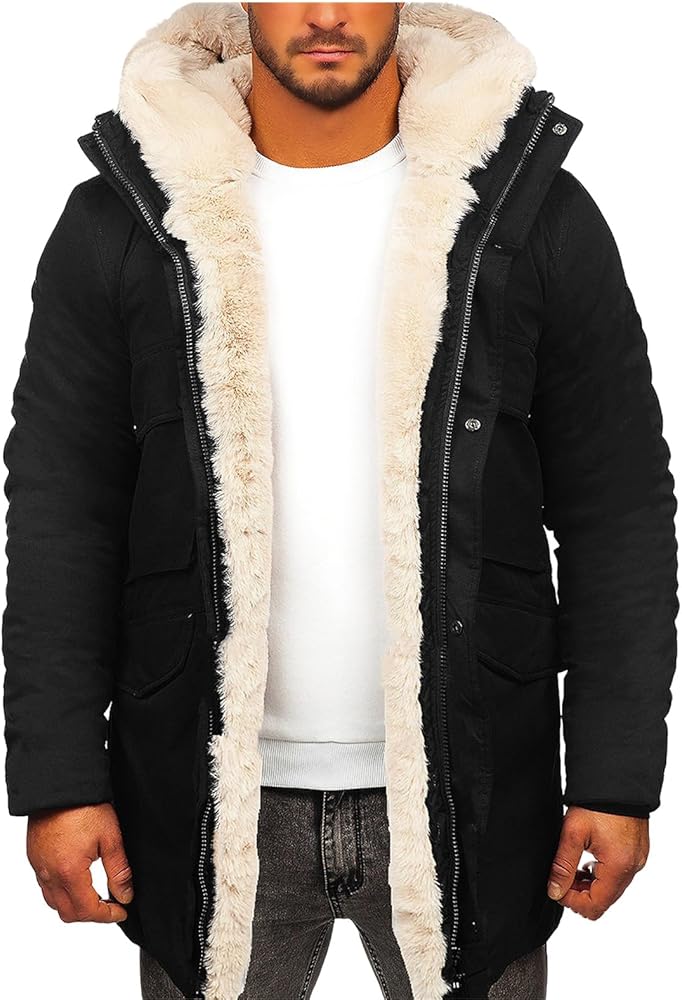 Amazon.com: ZWRXW Mens Winter Coat Warm Thick Fleece Lined Parka