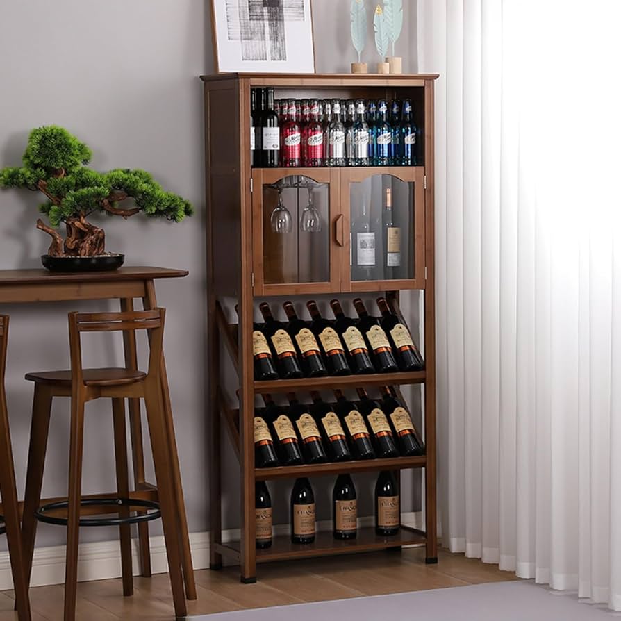 Amazon.co.jp: CTREVL 酒棚 ディスプレイ ウイスキー 棚 竹製