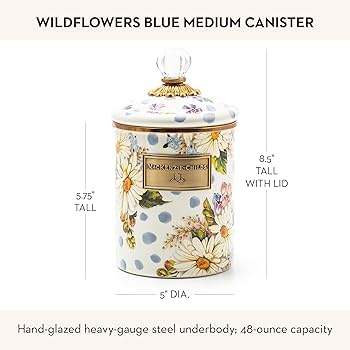 Amazon.com: MACKENZIE-CHILDS Wildflowers Enamel Canister, Floral