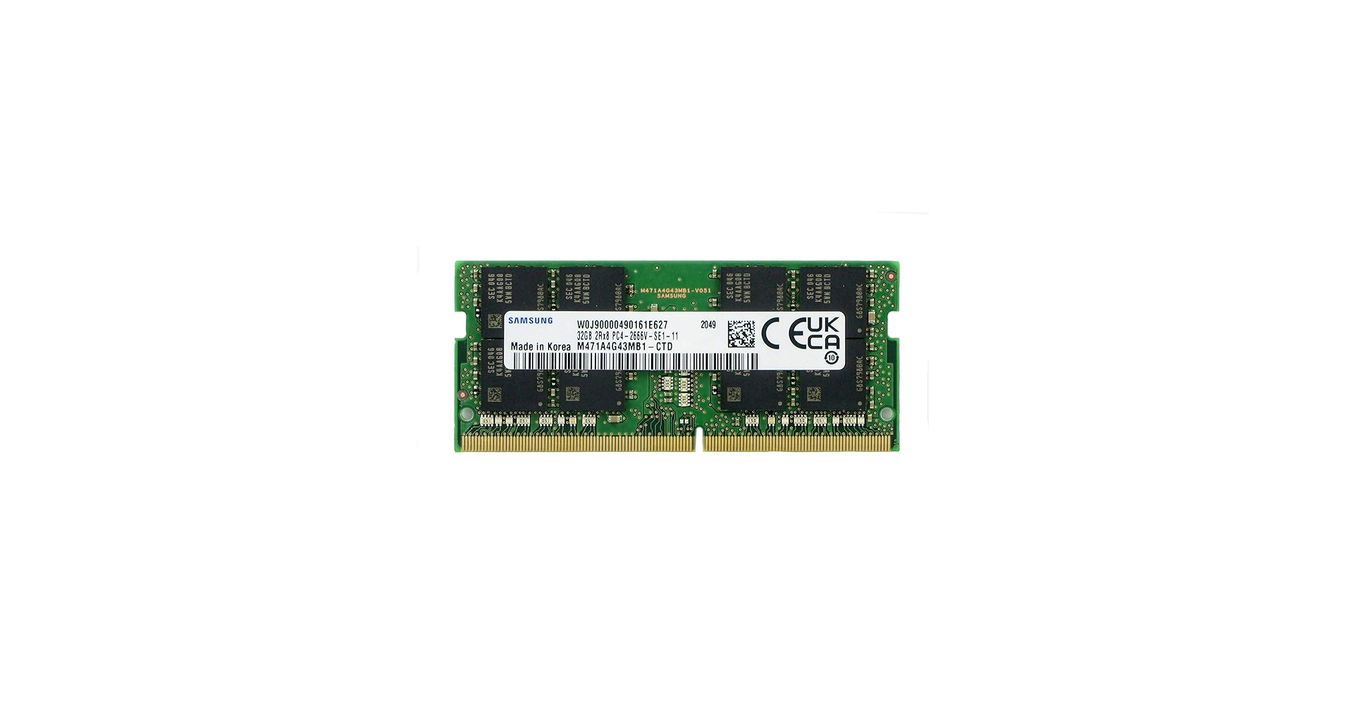 Samsung 32GB DDR4 PC4-21300, 2666MHZ 260 PIN SODIMM 1.2V CL 19