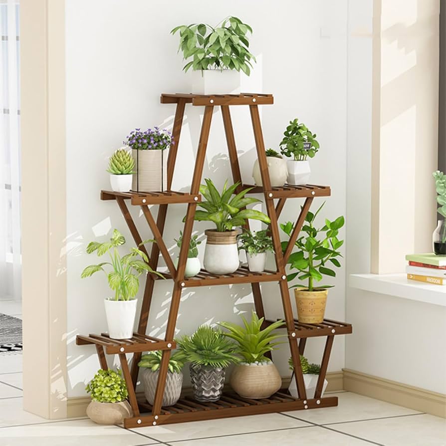 Amazon.co.jp: MJKQ9 フラワースタンド 植木鉢棚 ベランダ花台 天然木