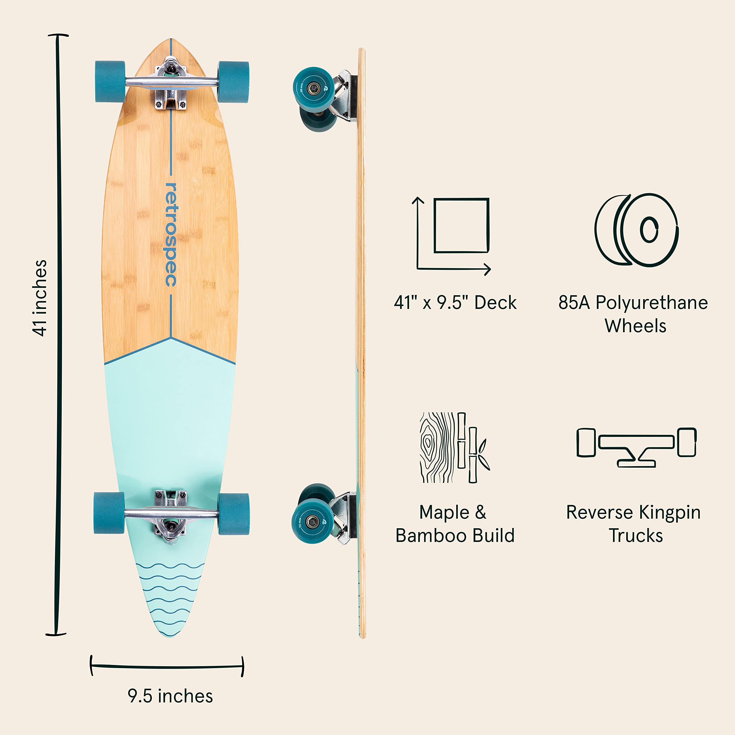 Amazon.co.jp: Retrospec Zed Pintail ロングボード スケートボード