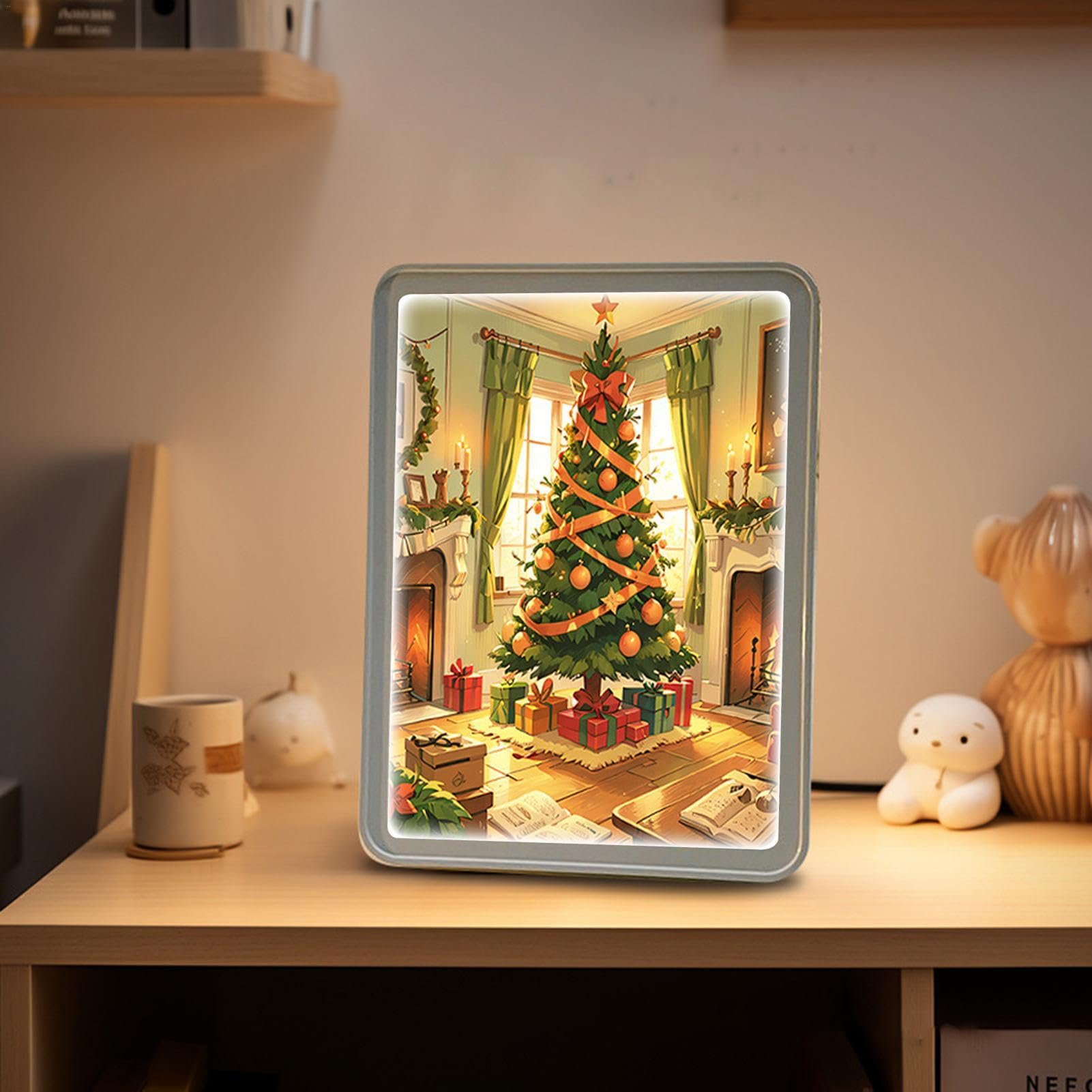 Amazon.co.jp : LED クリスマス絵画、ライト付きクリスマス ウォール