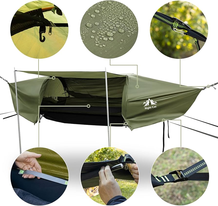 Amazon.co.jp: Night Cat フラットレイ ハンモックテント 蚊帳 防水