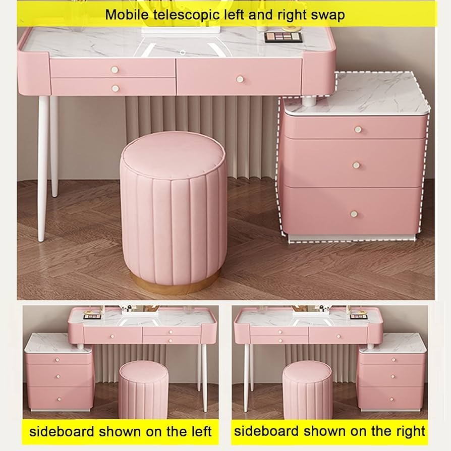 Amazon｜ドレッサー ル360°回転ミラー、LED照明付き化粧台、鏡台デスク