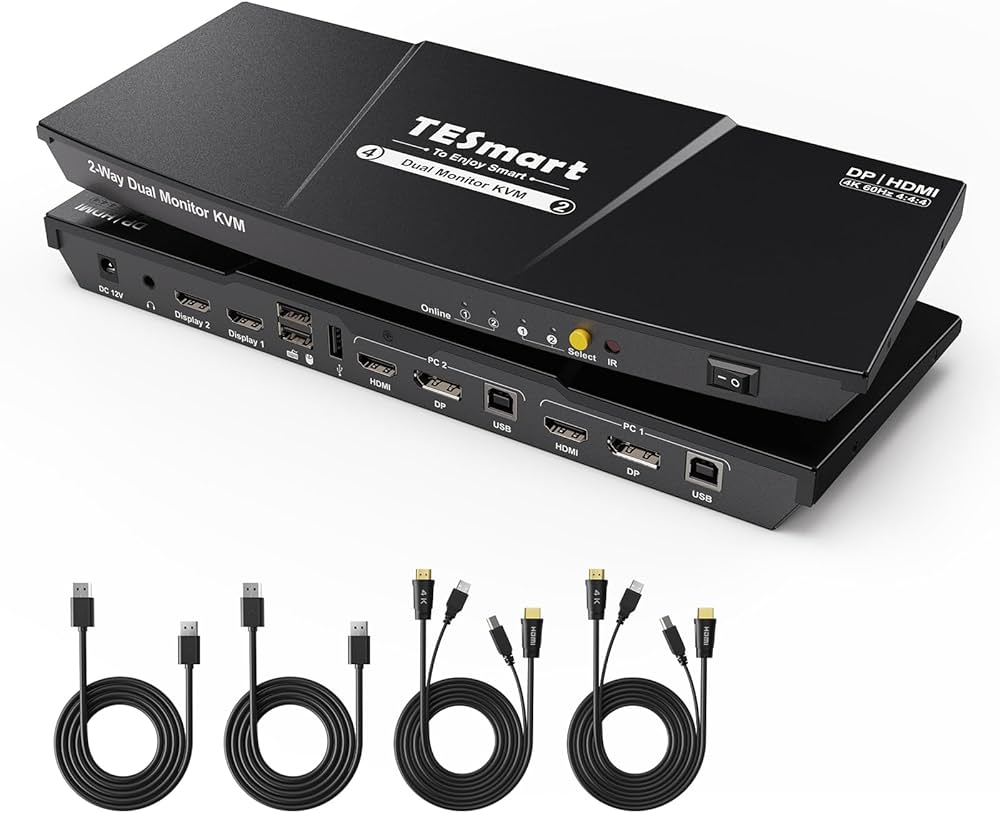 Amazon.co.jp: TESmart KVMスイッチ 2入力2出力(HDMI＋DisplayPort