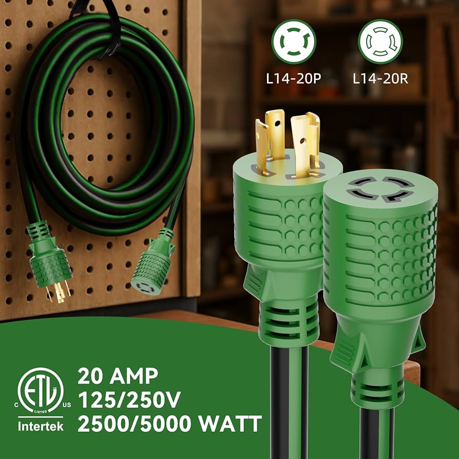 Amazon.com: 10FT NEMA L14-20 Generator Extension Cord, L14-20P to