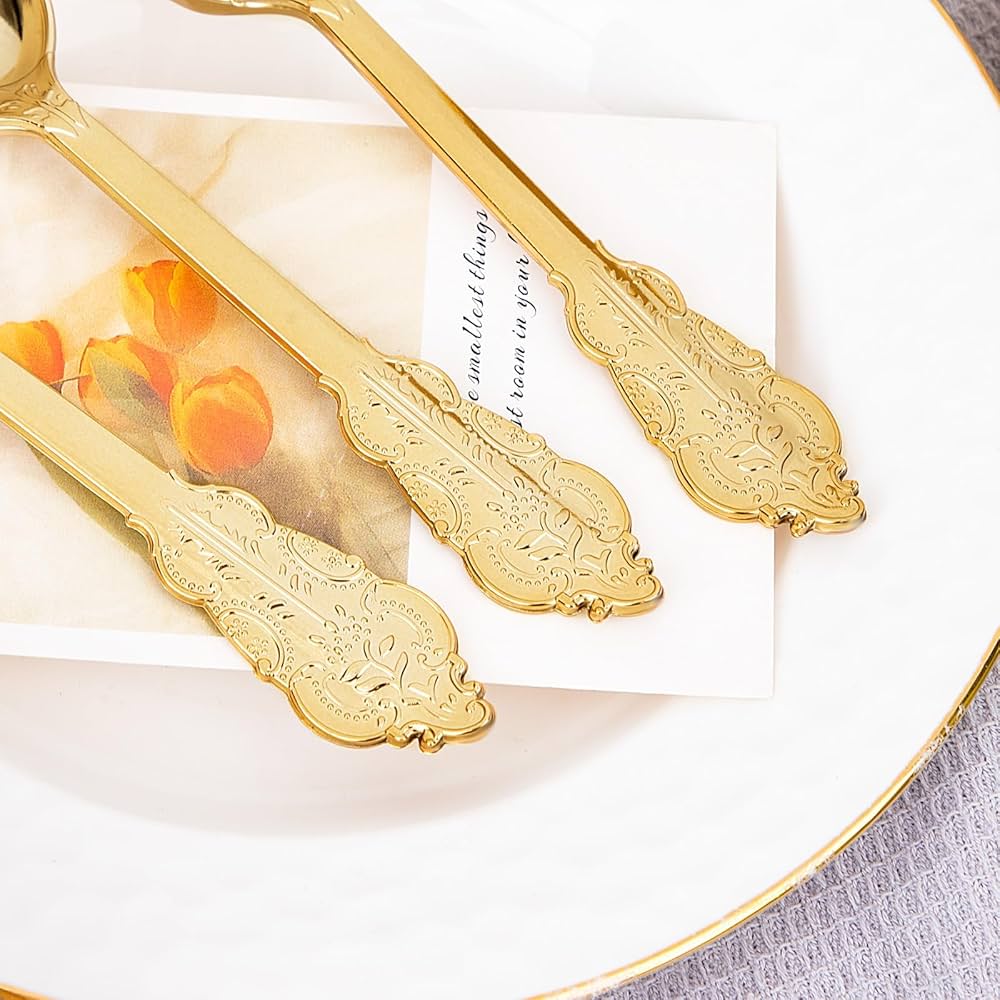 Amazon.com: WDF 100 Piece Gold Plastic Spoons Disposable - 6.93