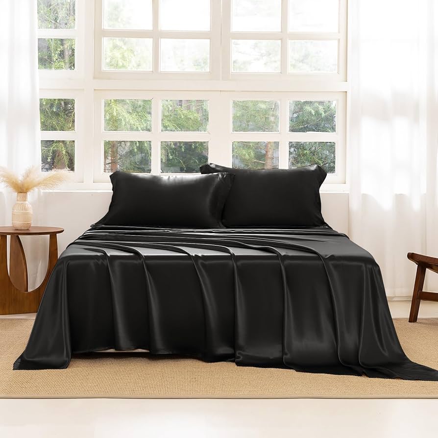 Amazon.com: THXSILK Silk Sheet Set 4 Pcs, Queen Size Sheet Set, 22