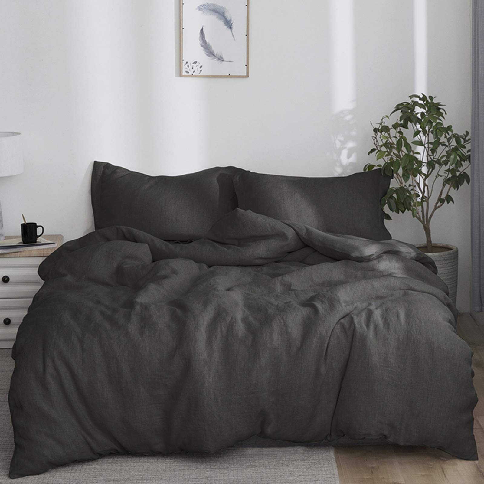 Amazon｜寝具カバーセット 麻 リネン100% ベッド用布団カバーセット