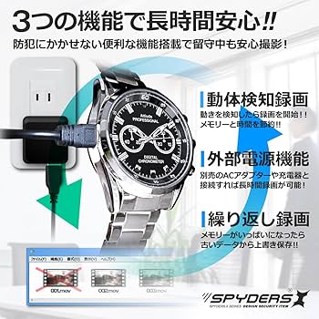 Amazon.co.jp: スパイダーズX（SPYDERSX） スパイカメラ 1080P 腕時計