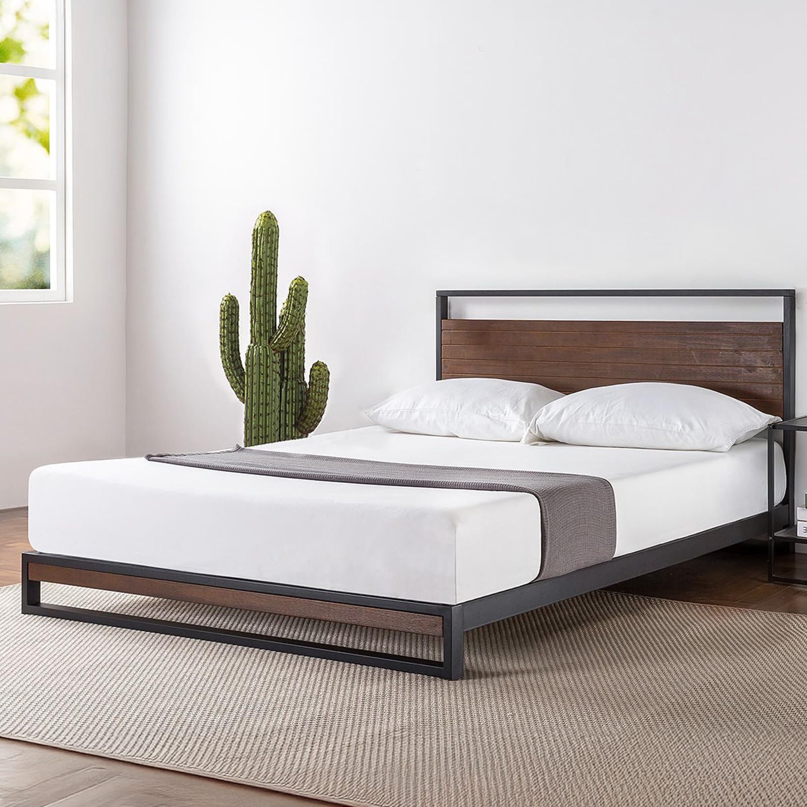 Amazon.co.jp: ZINUS メタル ウッド ベッドフレーム セミダブル