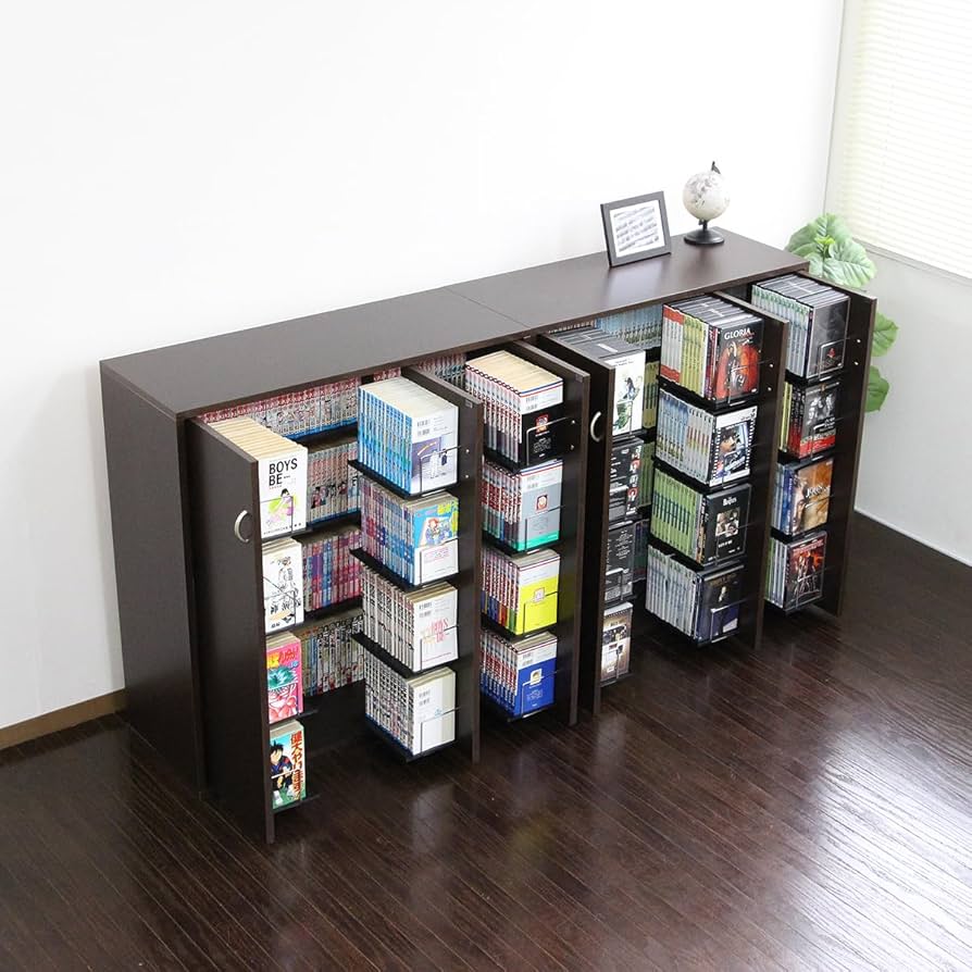 Amazon｜J-Supply 16段 本棚 扉付 大型 大容量 CDラック DVDラック