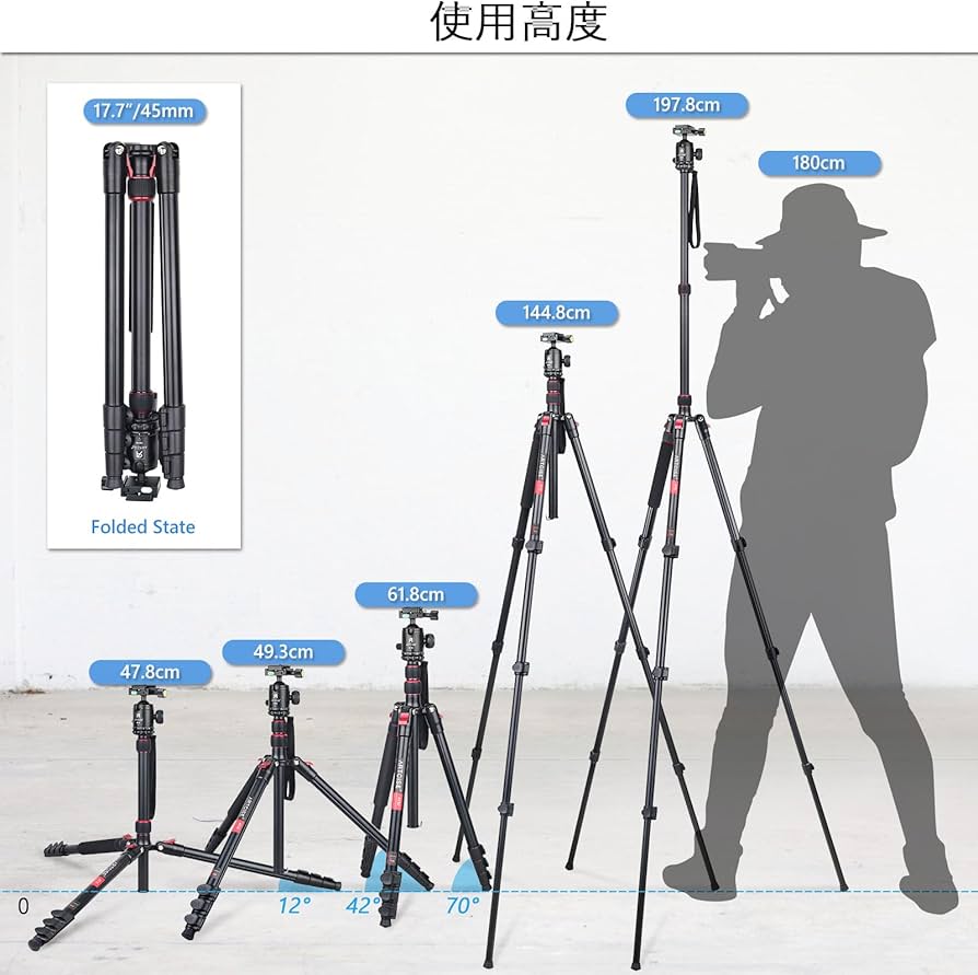 Amazon | ARTCISE 軽量 アルミ カメラ 三脚&36mmボール雲台キット