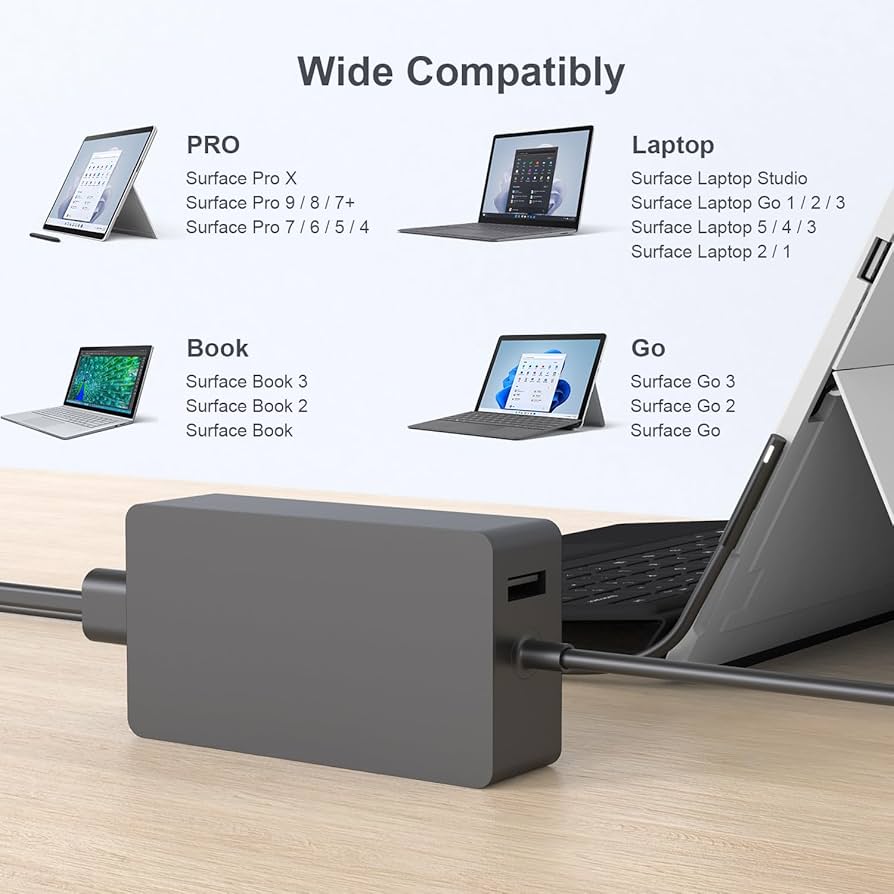 Amazon.com: Surface Book 2 Charger, AYNEFF 102W 15V 6.33A Surface