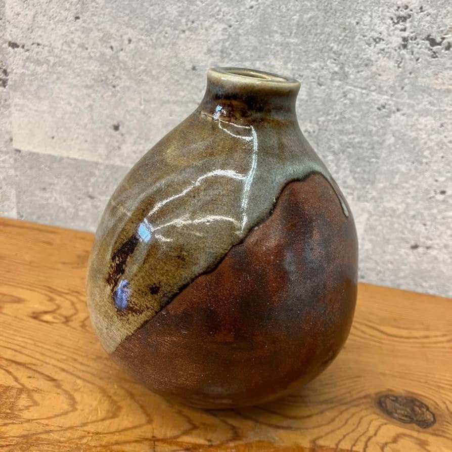 Amazon.co.jp: 昭和レトロ 陶器製 備前焼 花瓶 花器 一輪挿し ミニ壺