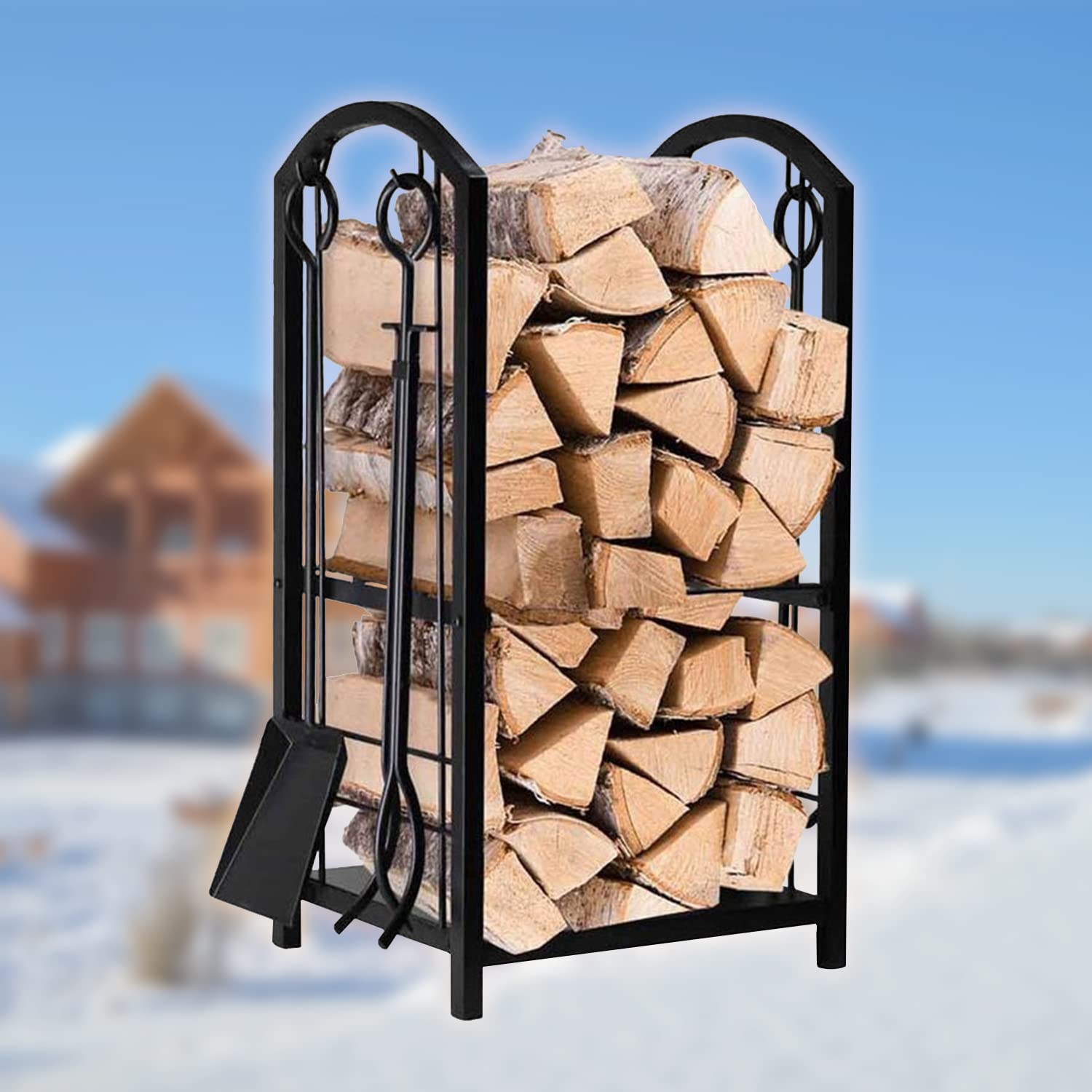 Amazon | KUZRZNH 薪ラック 薪ストッカー 46x30x74cm 屋内/屋外 薪置き
